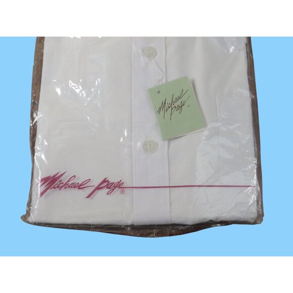 Michael Page Perma Press White Dress Shirt Mens Short Sleeve Collared Button-Up - Picture 3 of 5